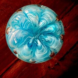 Blue Swirl Glass Art Piece